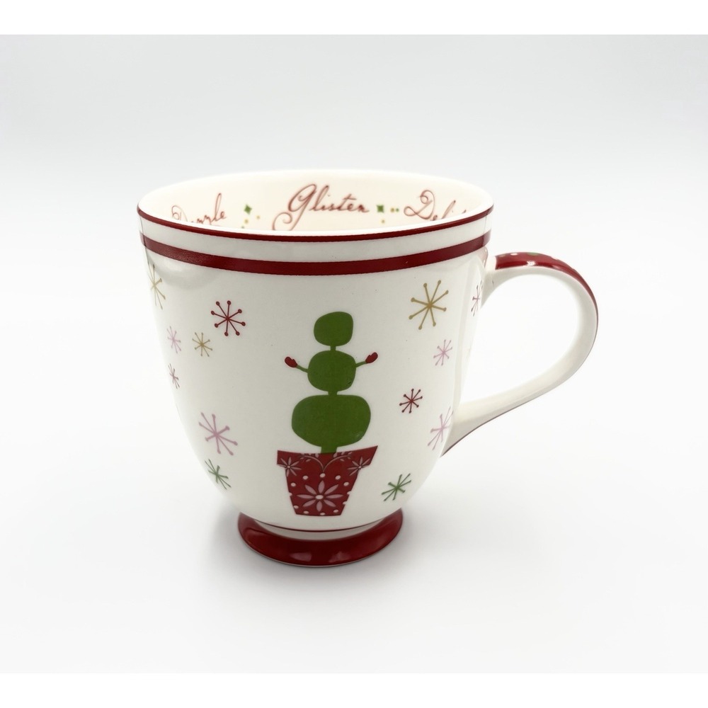 Vintage Starbucks Holiday 2006 Footed Coffee Mug Cup 16 oz Christmas Starburst